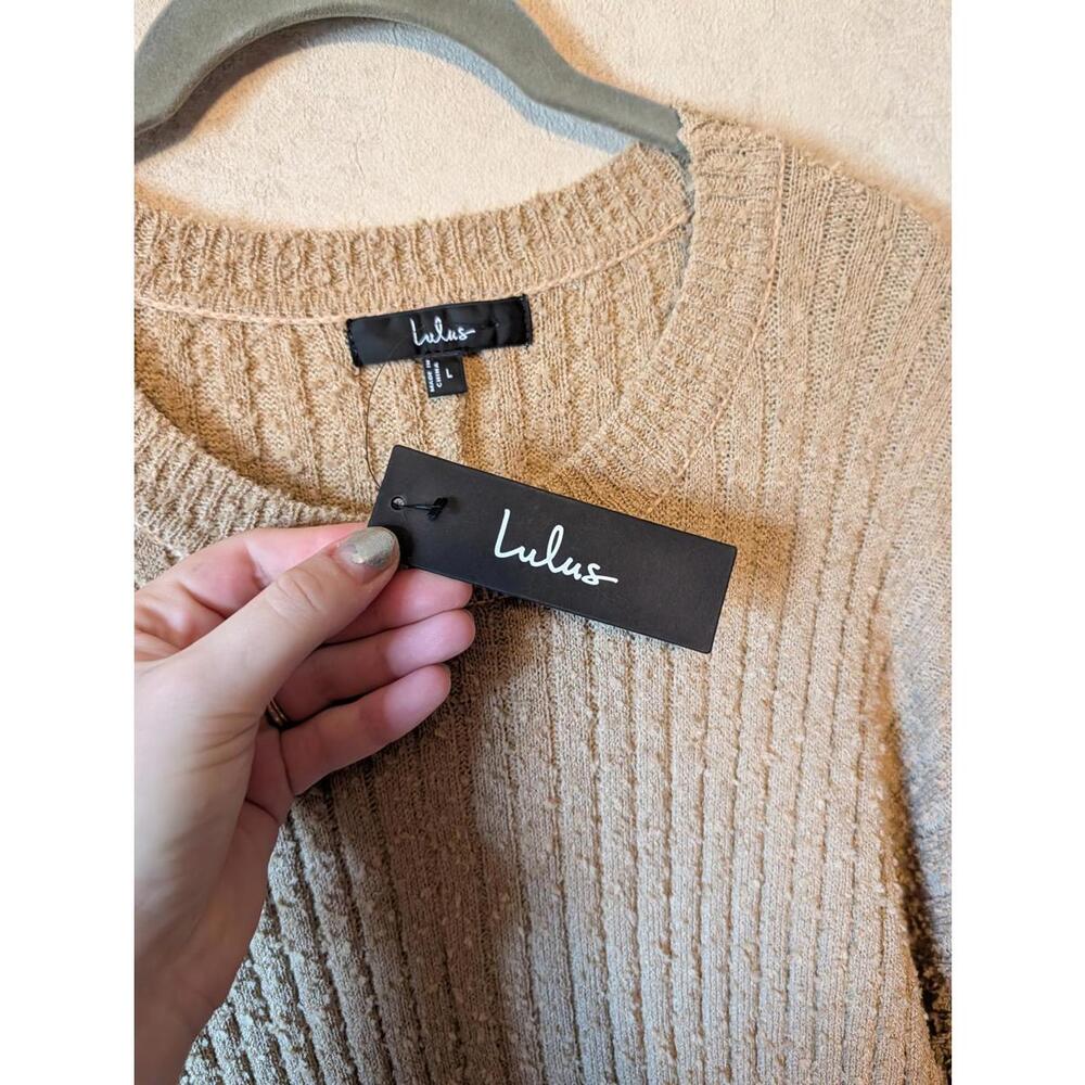 LULUS brown slugged cotton long sleeve mini dress nwt sz L - Picture 6 of 7